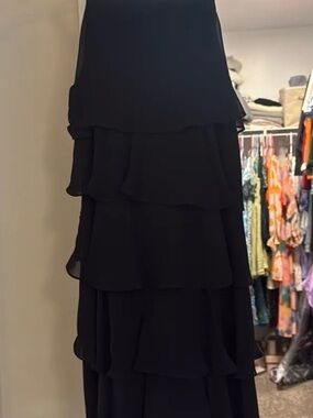 dressbarn Black Ruffle Tiered Maxi Dress